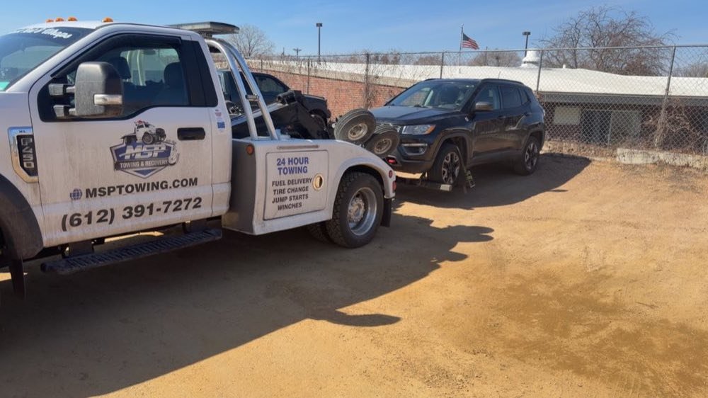 MSP Towing & Recovery tow truck ready for service in Downtown Minneapolis